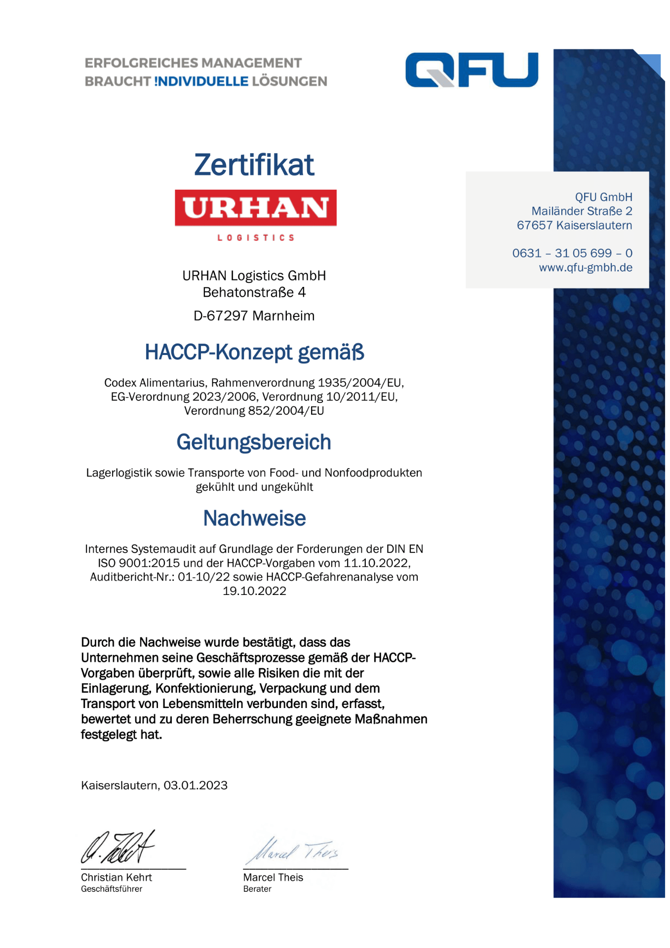 Vorschau: Zertifikat HACCP-Konzept